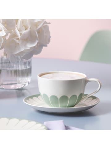 Villeroy & Boch 6er Set Cappuccinotassen mit Untertassen Fleur Couleur 300 ml in Vert