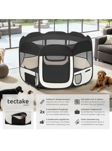 tectake Welpenauslauf  115 x 115 x 64 cm, inklusive Tragetasche und Heringe, schwarz