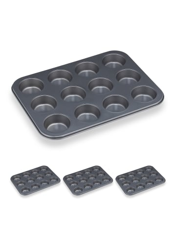 relaxdays 4x Muffinform "12er" in Grau