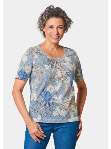 GOLDNER Kurzgröße:  Druckshirt Druckshirt mit Perlen in kitt / blau