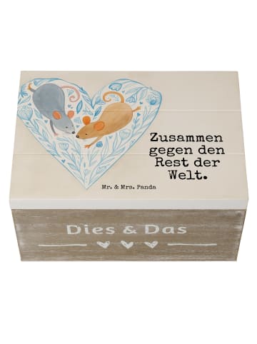 Mr. & Mrs. Panda Truhe Hochzeit Mäuse Herz Design mit Spruch in Weiß