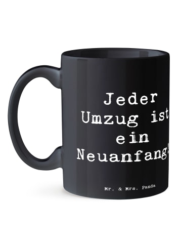 Mr. & Mrs. Panda Kaffeetasse Spruch Umzug Neuanfang mit Spruch in Schwarz