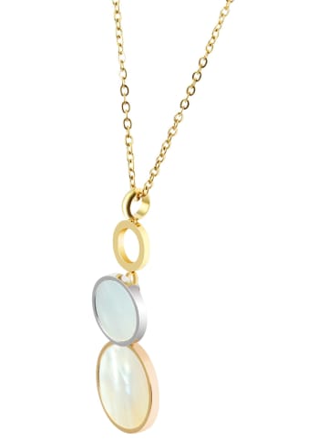 Adeliás Damen Halskette aus Edelstahl mit Perlmutt 43 cm in gold