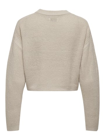 ONLY Cropped Rippstrick Pullover Kurzer Langarm Sweater ONLMALAVI in Beige