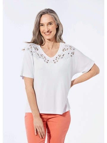 GOLDNER Shirt Top mit V-Ausschnitt in weiß