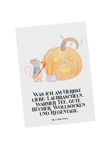 Mr. & Mrs. Panda Grußkarte Kürbis Maus mit Spruch in Weiß