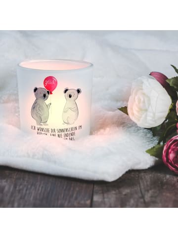 Mr. & Mrs. Panda Kerzenhalter Glas Koala Luftballon mit Spruch in Transparent