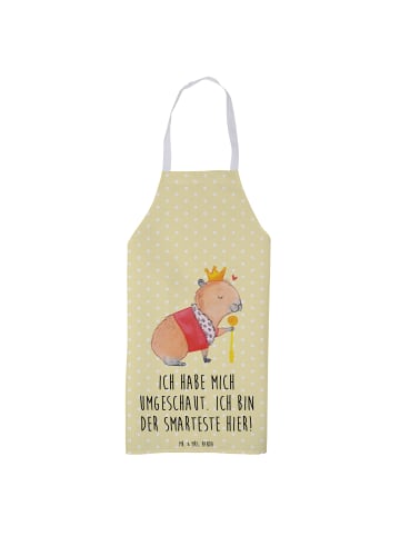 Mr. & Mrs. Panda Latzschürze Capybara König mit Spruch in Gelb Pastell