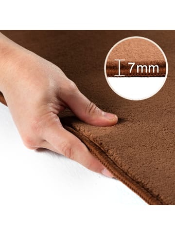 KADIMA DESIGN Teppich Kurzflor Waschbar Einfarbig LECH Microfaser OEKO-TEX in Braun