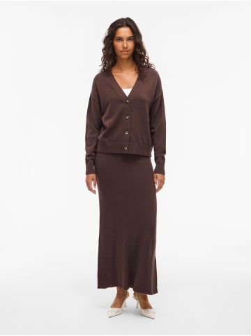 Vila V-Neck Knit Cardigan in Coffee Bean