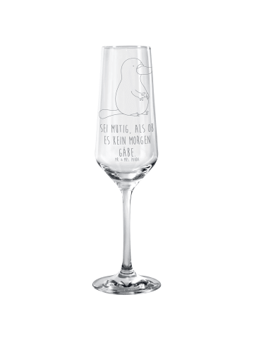 Mr. & Mrs. Panda Kelchglas Schnabeltier Mut mit Spruch in Transparent