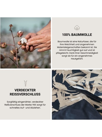 Schiesser Baumwollsatin-Bettwäsche-Set Artistic in Dunkelblau