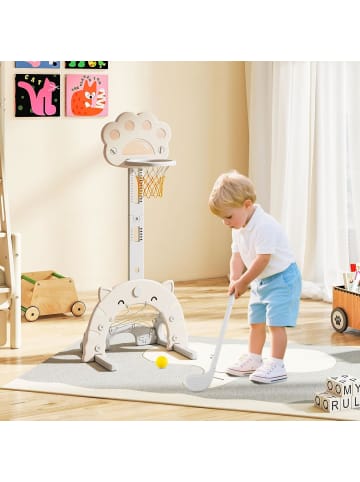 COSTWAY 3 in 1 Kinder Basketballkorb in Beige