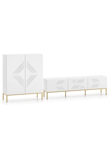 Feldmann-Wohnen Wohnzimmer-Set 2-teilig Clearing weiß / gold 270 / 37 / 120cm