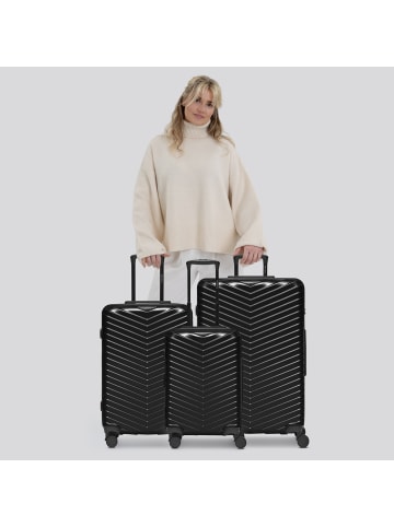 Redolz Essentials 18 4 Rollen Kofferset 3-teilig mit Dehnfalte in metallic-black shiny