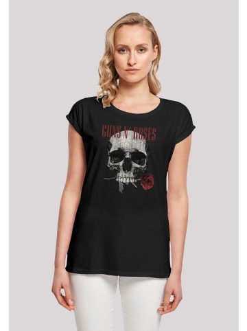 F4NT4STIC Short Sleeve T-Shirt Guns 'n' Roses Flower Skull Rock Musik Band in schwarz