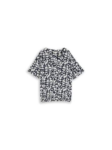 Tom Tailor Halbarmbluse in blue ginkgo minimal