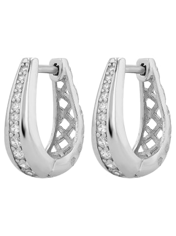 Adeliás Kinder Ohrringe – Klappcreole aus 925 Silber mit Zirkonia in silber