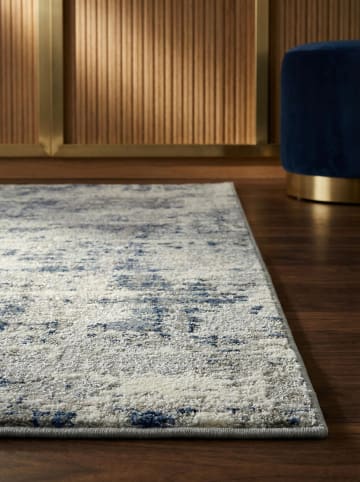 KADIMA DESIGN Teppich Velours, Abstrakt, Metallic-Glanz, Wohnzimmer, Robust in Dunkelblau