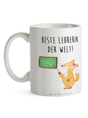 Mr. & Mrs. Panda Mug Fuchs Lehrerin mit Spruch in Weiß