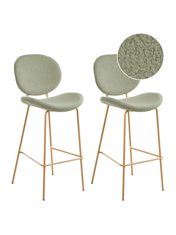 Beliani 2er-Set Barhocker LUANA in Grün/Braun