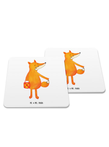 Mr. & Mrs. Panda Untersetzer für Gläser Fuchs Laterne ohne Spruch in Weiß