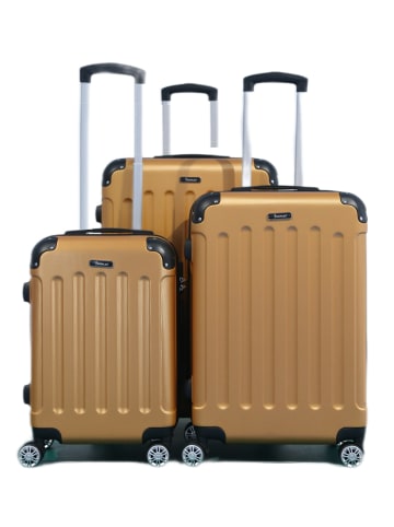 COFI 1453 Reisekoffer Koffer 3 tlg Hartschale Trolley Set in Gold