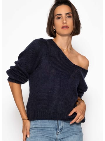 SASSYCLASSY Pullover mit V-Ausschnitt in Dunkelblau