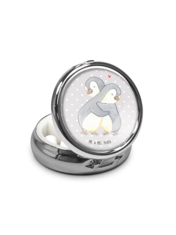 Mr. & Mrs. Panda Pillendose Pinguine Kuscheln ohne Spruch in Grau Pastell
