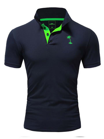 behype Poloshirt CAROY in Navy-Green