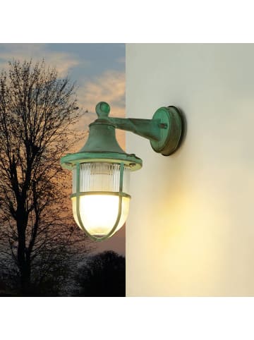 Licht-Erlebnisse Außen Wandlampe in Grün Antik