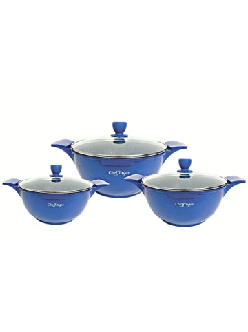 Cheffinger Kochtopfset 20-24-28cm 6-tlg Induktion in Blau