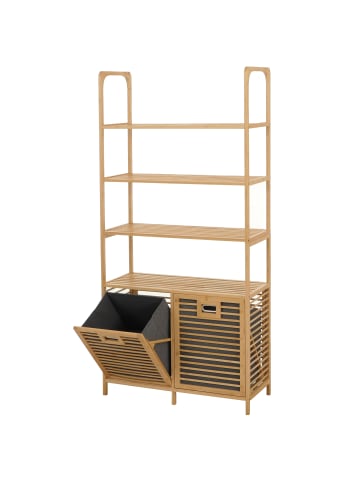 MCW Bambus Badezimmerschrank N83, Natur, Korb grau