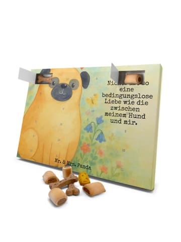 Mr. & Mrs. Panda Hund Adventskalender Mops Design mit Spruch in Weiß