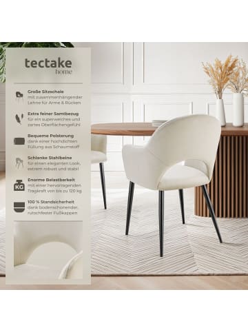 tectake Armlehnstuhl in Samtoptik, gepolstert, 57 x 61,5 x 87,5 cm