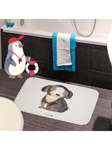 Mr. & Mrs. Panda Badezimmerteppich Hund Entspannen ohne Spruch in Weiß
