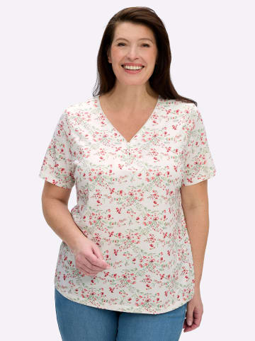 WITT WEIDEN Kurzarmshirt in ecru-hellrosé-gemustert