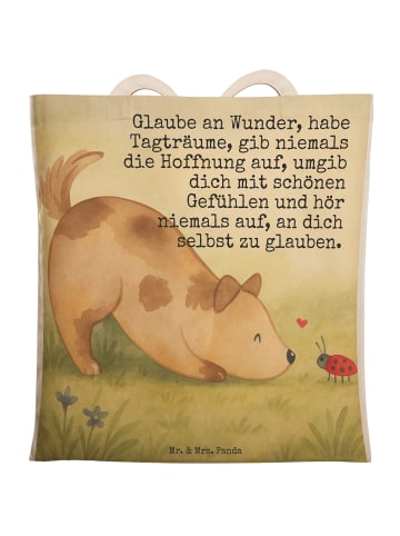 Mr. & Mrs. Panda Einkaufstasche Hund Marienkäfer Design mit Spruch in Weiß