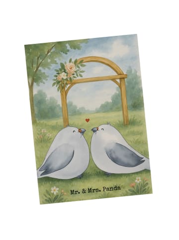 Mr. & Mrs. Panda Postkarte Tauben Liebe Design ohne Spruch in Weiß