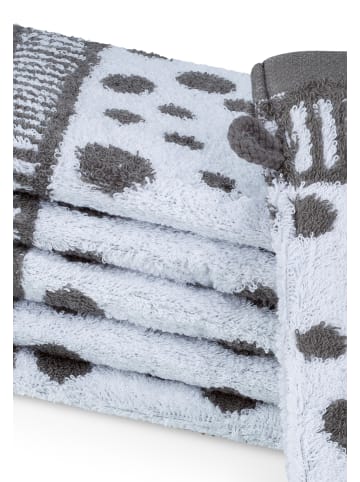 Ross 6 X Waschhandschuh im Set Punkte allover in Anthrazit