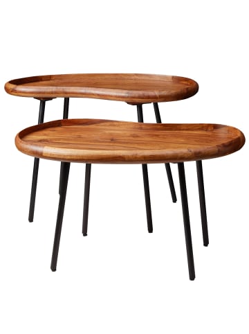 FineBuy Beistelltisch in Braun / Sheesham / 40x71x51