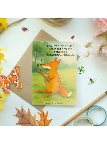 Mr. & Mrs. Panda Klappkarte Fuchs Gitarre Design mit Spruch in Weiß