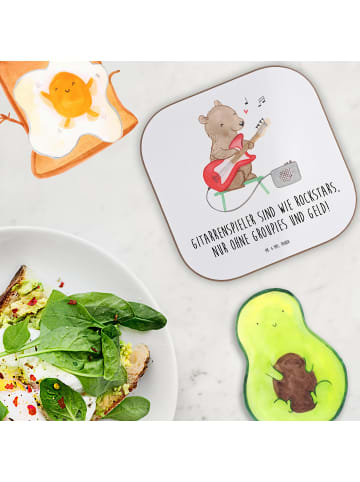 Mr. & Mrs. Panda Getränkeuntersetzer Gitarre Helden mit Spruch in Weiß