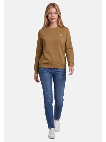 U.S. Polo Assn. Pullover USZoee – Damen Sweatshirt mit Rundhalsausschnitt in Camel