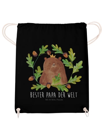 Mr. & Mrs. Panda Baumwollbeutel Bär König mit Spruch in Schwarz