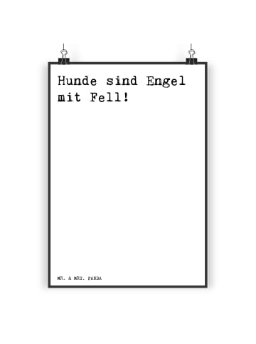 Mr. & Mrs. Panda Poster Hunde sind Engel mit... mit Spruch in Weiß