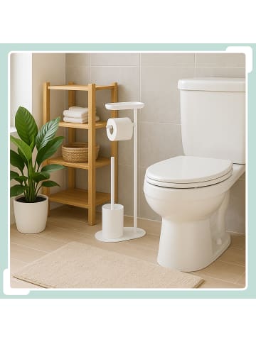 relaxdays WC Garnitur in Weiß – (B)23 x (H)65 x (T)17 cm