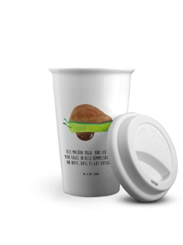 Mr. & Mrs. Panda ToGo Kaffeebecher Avocado Yoga mit Spruch in Weiß