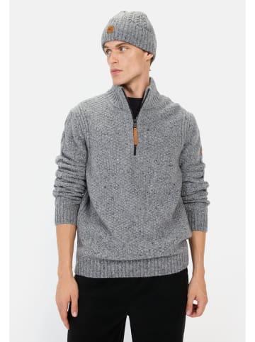 Camel Active Strickpullover mit Troyer-Kragen in Steingrau