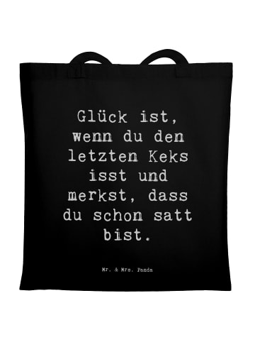 Mr. & Mrs. Panda Shopping Tasche Spruch Glück Erfüllung mit Spruch in Schwarz